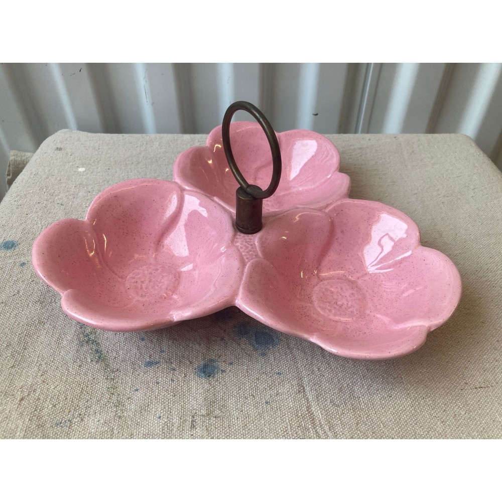 Gorgeous Pink California Potteries Relish or Condiment Server